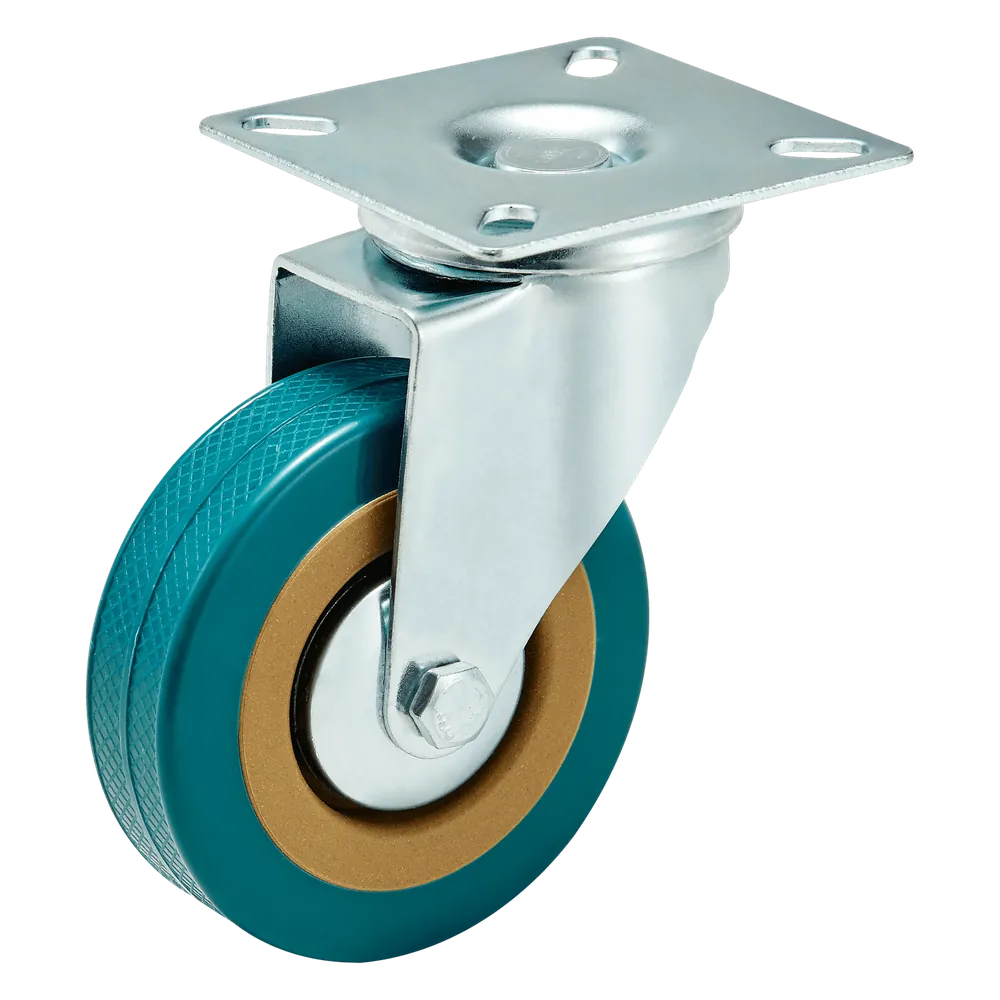 Light Duty PVC Flat Mount Swivel Caster Wheel with Brake — Cutout — without brake