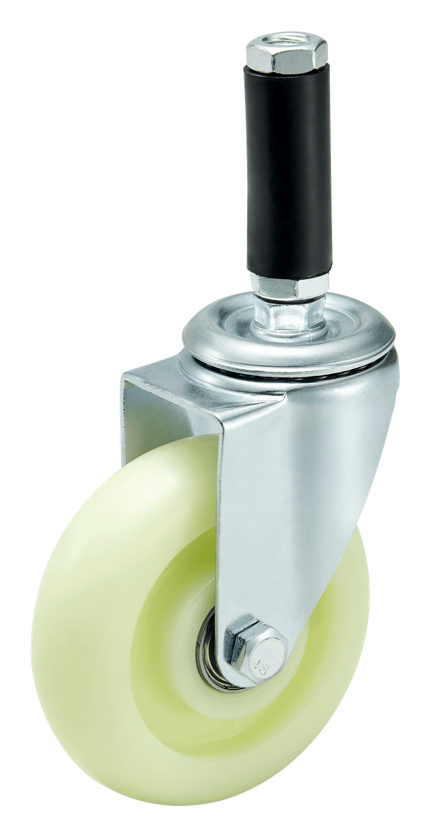 100 mm PU Expanding Stem Swivel Caster with Total Lock — Cutout — without brake
