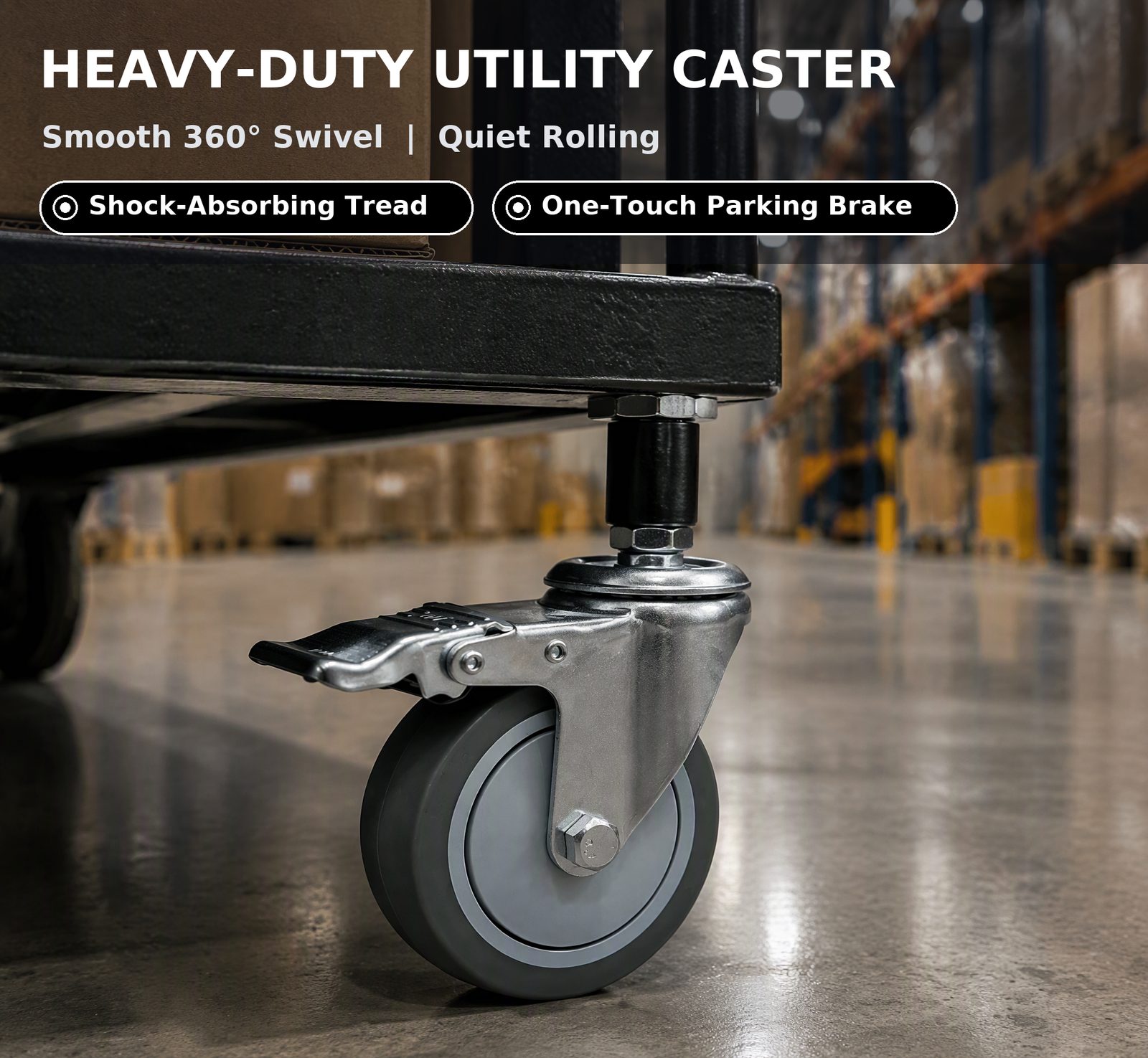 100 mm TPR Expanding Sleeve Swivel Caster with Total Lock — Utility scene