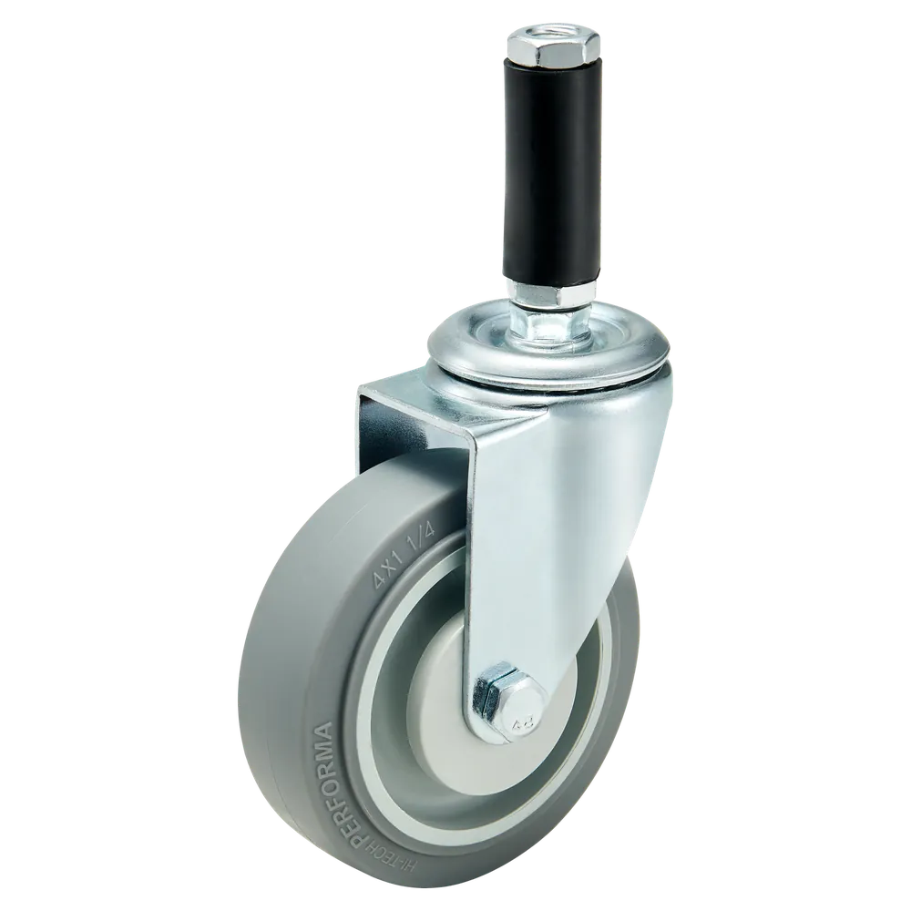 Grey TPR Medium Duty Expanding Stem Swivel Brake Caster — Cutout — without brake