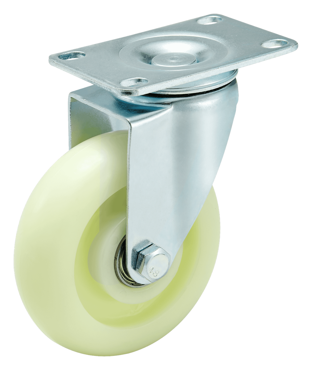 100 mm Nylon Top Plate Swivel Caster with Side Brake — Cutout — without brake