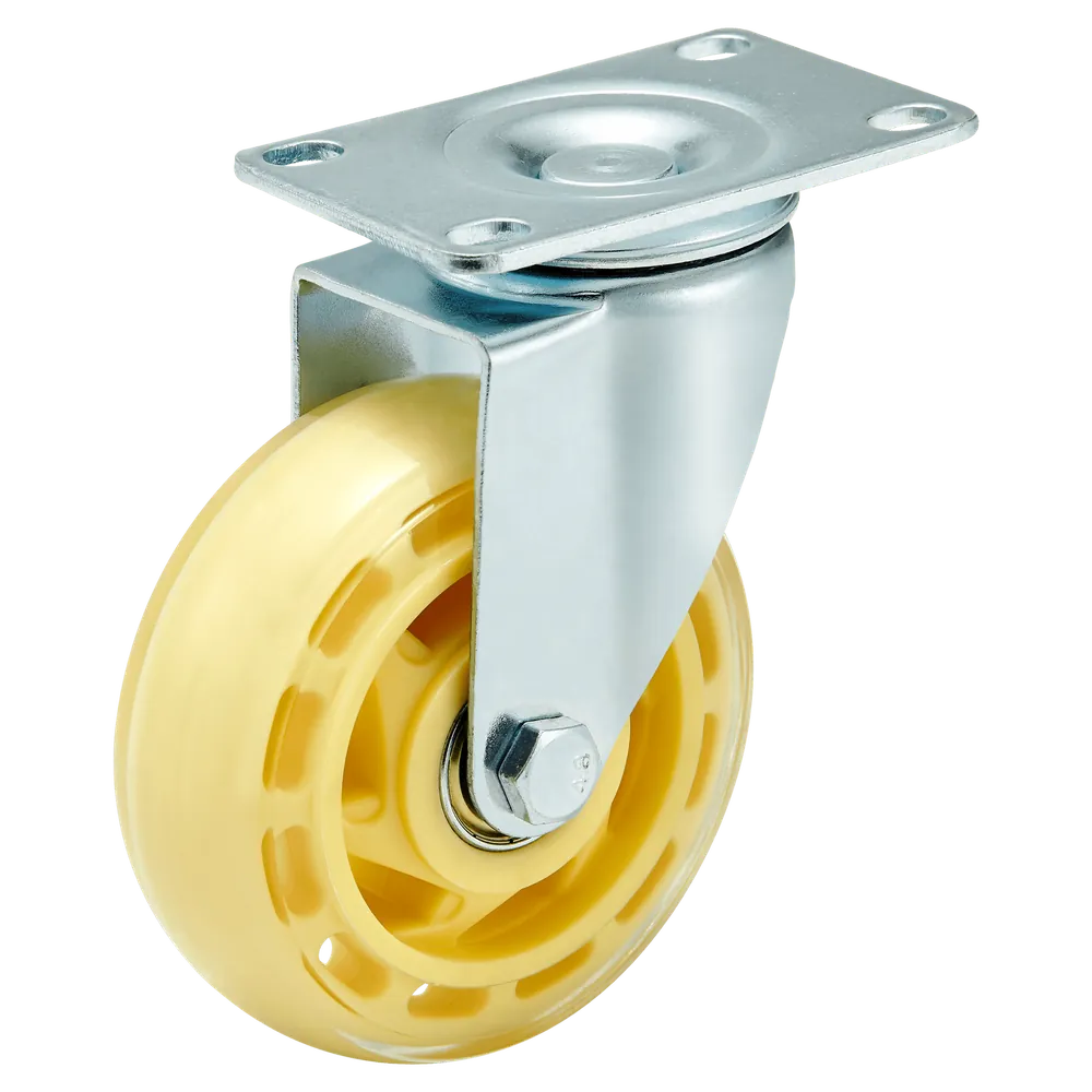 Medium Duty Thermoplastic PU Industrial Swivel Plate Caster — 100 mm wheel, 120 kg load capacity, Top plate
