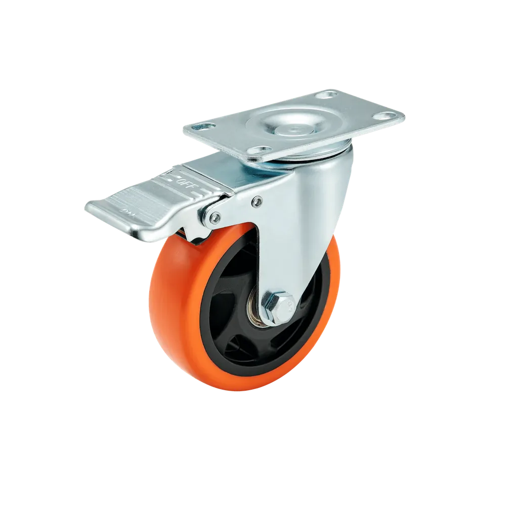 4 Inch Modern Medium Duty Swivel Caster Wheels Red PP Material — PP (Polypropylene) Top plate caster, 100 mm wheel, 120 kg load capacity