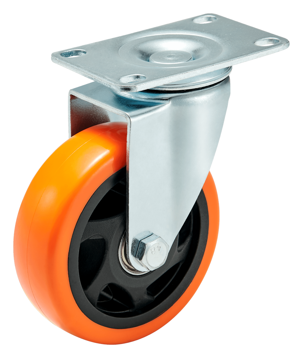 100 mm PU Top Plate Swivel Caster with Wheel Brake — Cutout — without brake