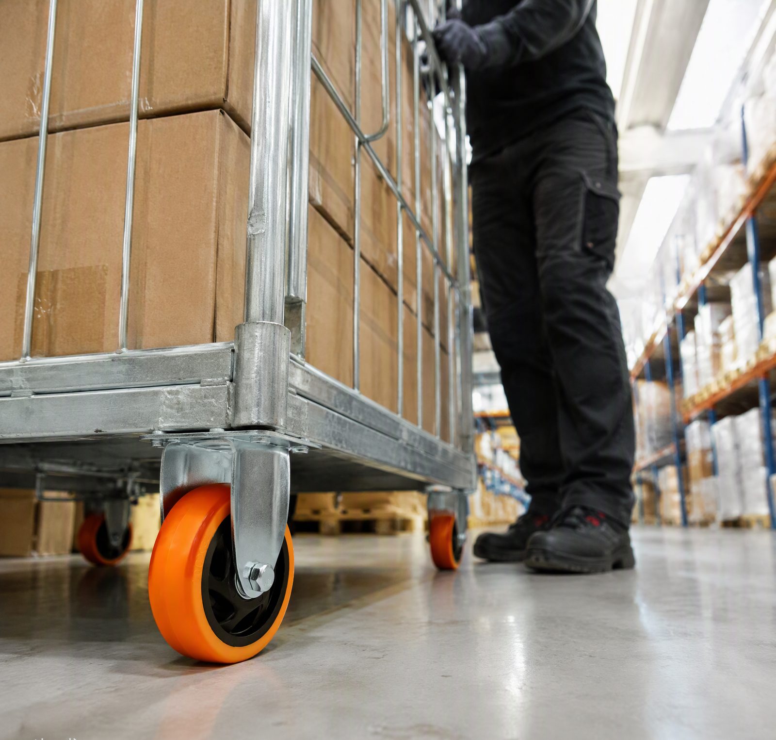 100 mm PU Rigid Top Plate Caster — Warehouse cage cart