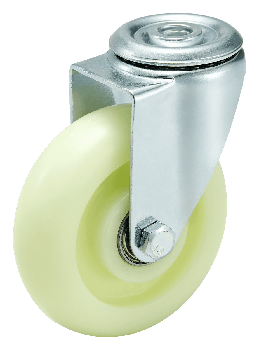 100 mm PU Bolt-Hole Swivel Caster with Total Lock — Cutout — without brake