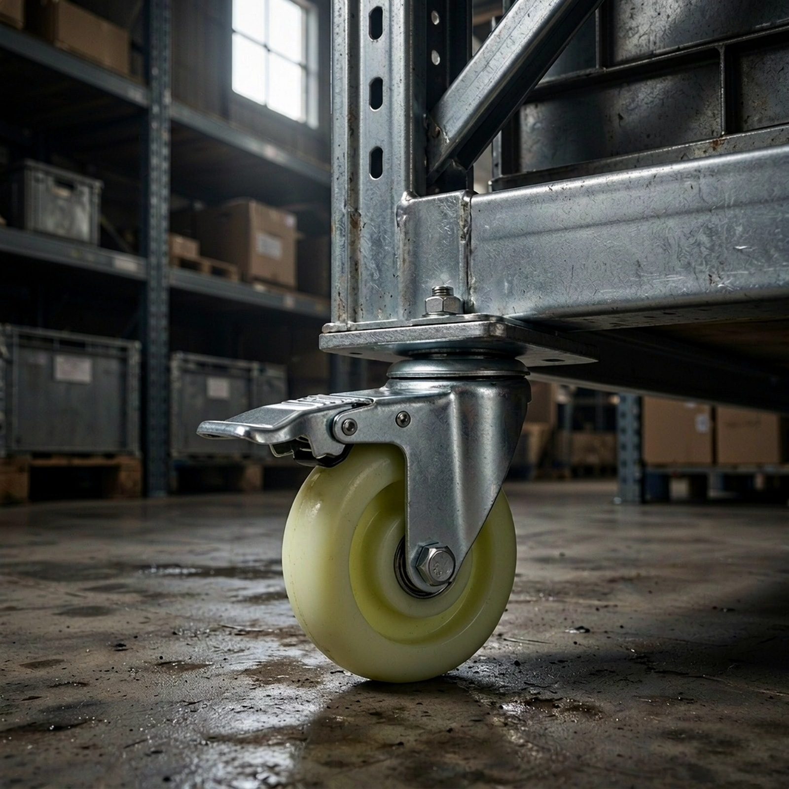 100 mm PU Bolt-Hole Swivel Caster with Total Lock — Warehouse racking