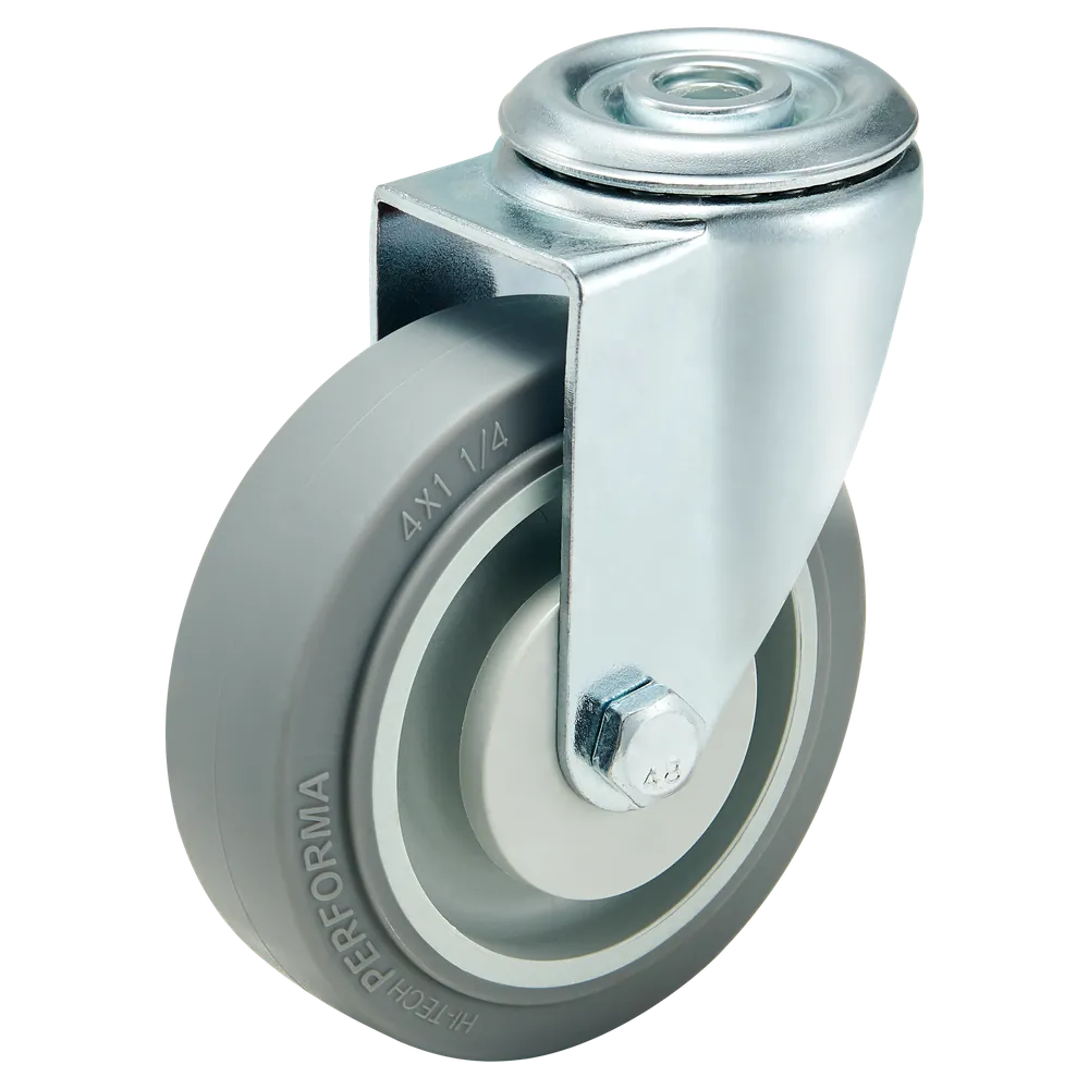 TPR Medium Duty Top Hole Swivel Brake Caster — Cutout — without brake