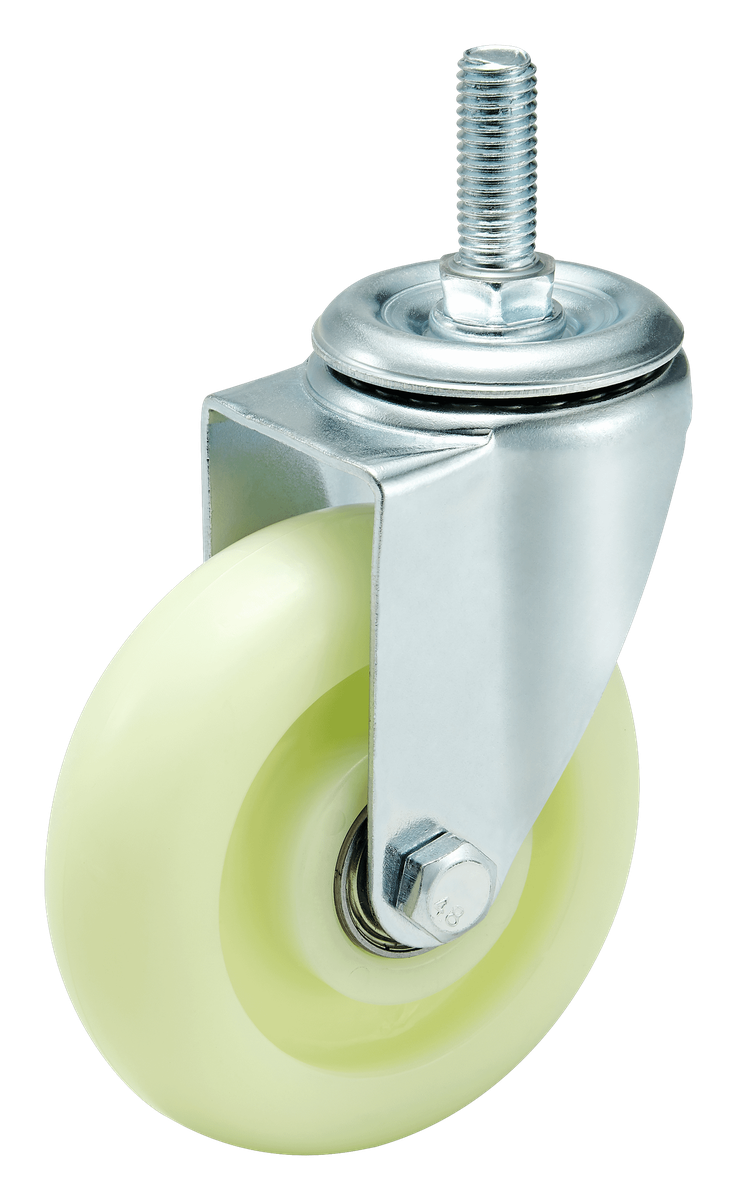 100 mm Nylon Threaded Stem Swivel Caster with Side Brake — Cutout — without brake