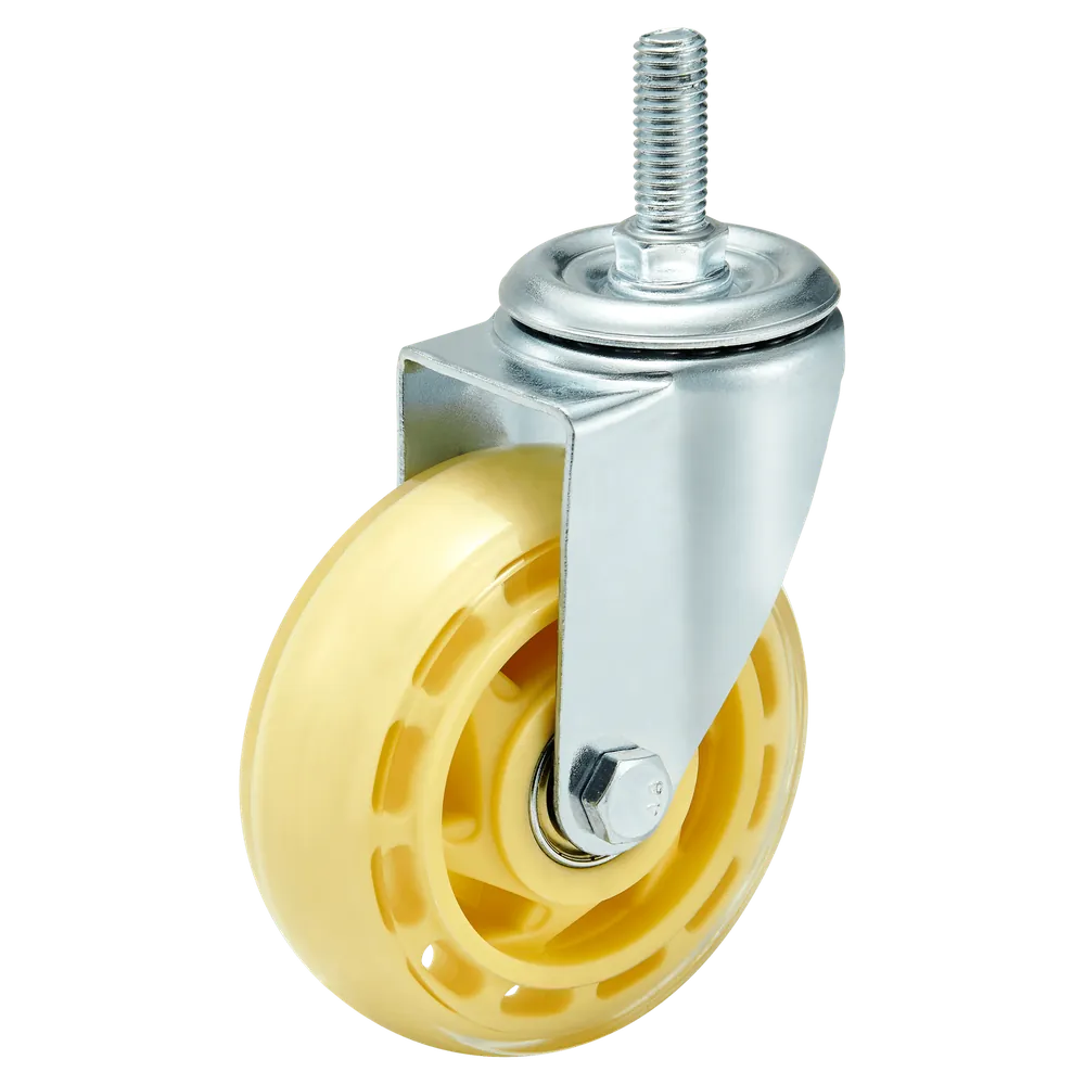 3 Inch Yellow PU Swivel Caster Wheel With Side Brake — Cutout — without brake
