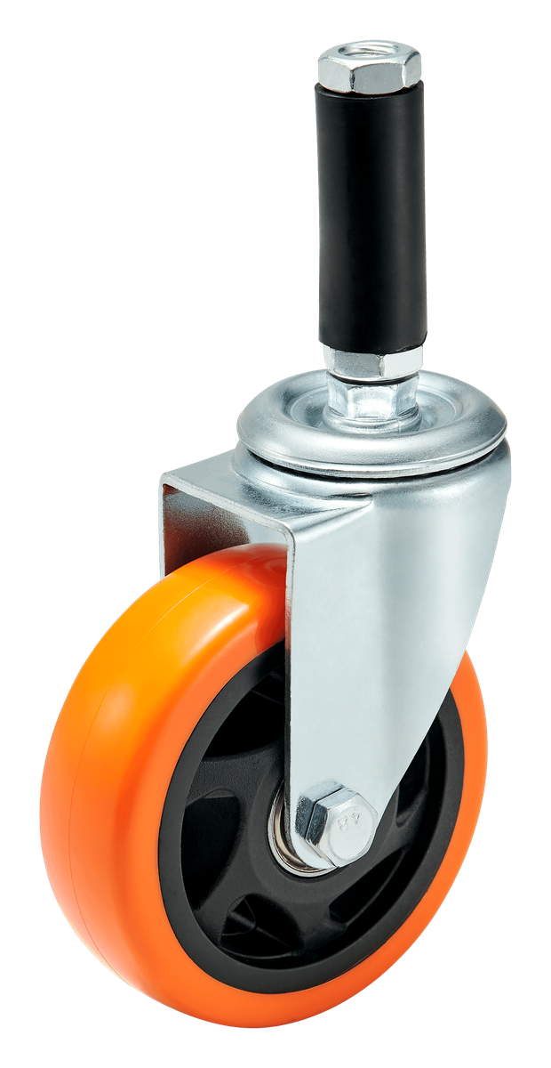 100 mm PU Expanding Sleeve Swivel Caster with Total Lock — Cutout — without brake